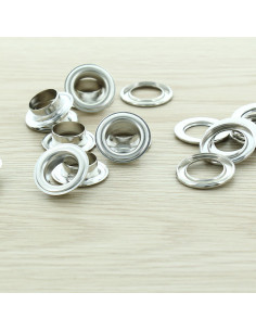 Beutel mit 100 Ösen mit Unterlegscheiben 14 mm - Silber