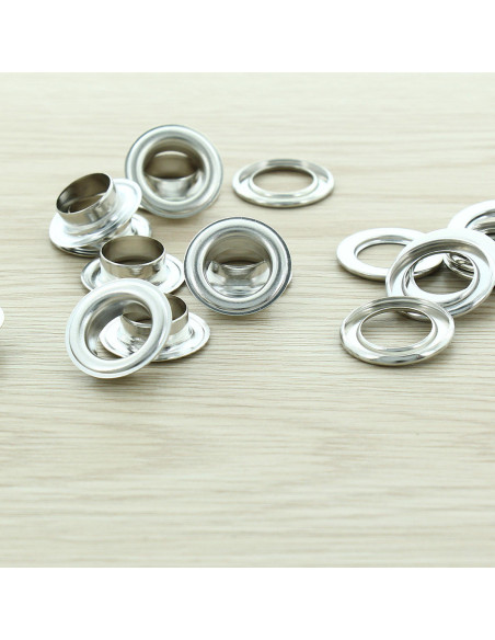Beutel mit 100 Ösen mit Unterlegscheiben 14 mm - Silber