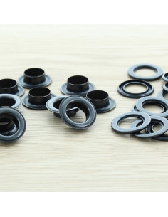 Beutel mit 100 Ösen mit Unterlegscheiben 14 mm - Schwarz