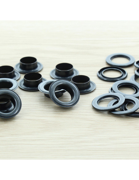 Beutel mit 100 Ösen mit Unterlegscheiben 14 mm - Schwarz