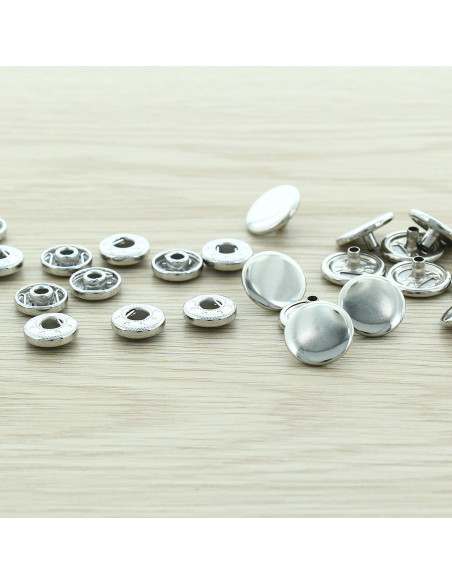 Beutel mit 100 Anorak-Druckknöpfen - 15 mm Silber