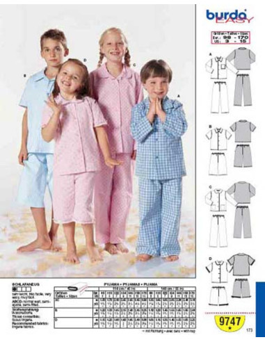 Pyjama-Schnittmuster - Burda 9747