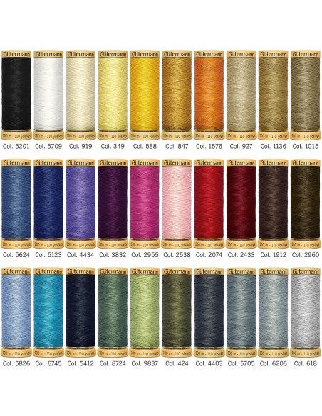 Set mit 30 Nähfäden aus Baumwolle von Gütermann