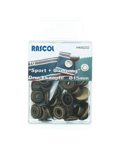 Packung mit 10 Sport-Druckknöpfen Camping Rascol - 15 mm Bronze