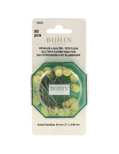 Schachtel mit 50 gelben Blumenstecknadeln aus Kunststoff von Bohin