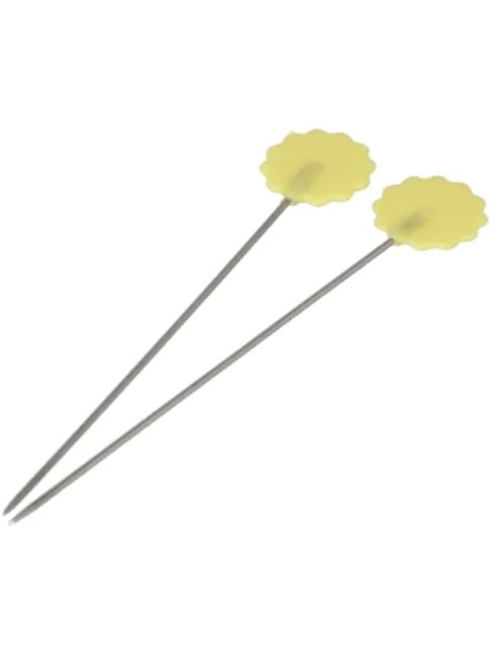 Schachtel mit 50 gelben Blumenstecknadeln aus Kunststoff von Bohin