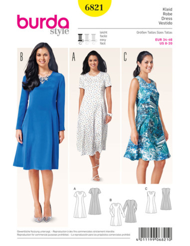 Kleid Schnittmuster - Burda 6821