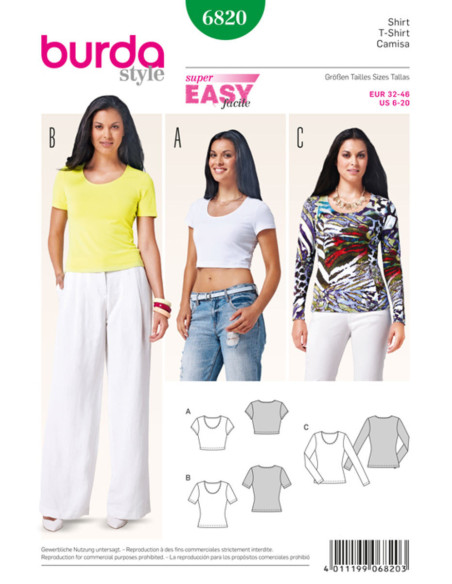 T-Shirt-Schnittmuster - Burda 6820