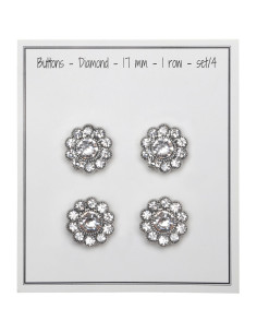 Set mit 4 Strass-Diamantknöpfen 17 mm - Weiß