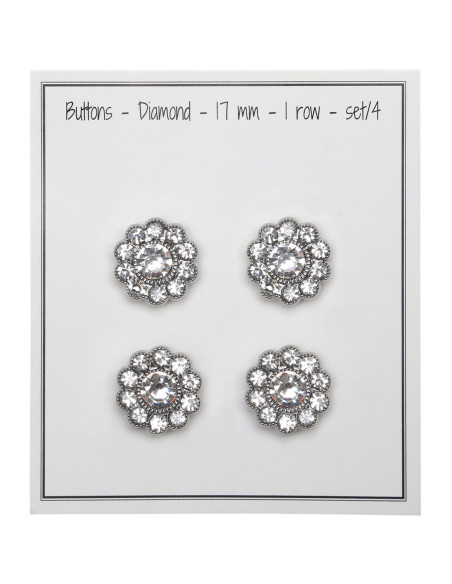 Set mit 4 Strass-Diamantknöpfen 17 mm - Weiß