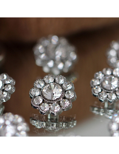Set mit 4 Strass-Diamantknöpfen 17 mm - Weiß