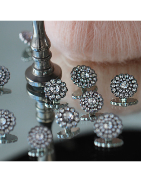 Set mit 4 Strass-Diamantknöpfen 17 mm - Weiß