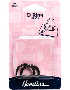 Set aus 2 D-Ringen - Schwarz 20 mm
