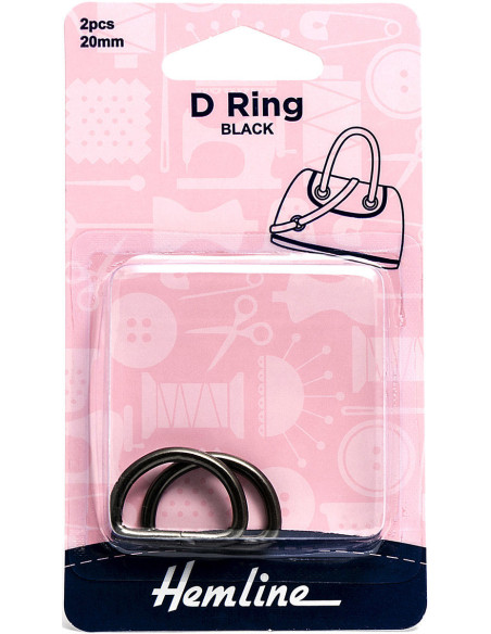 Set aus 2 D-Ringen - Schwarz 20 mm