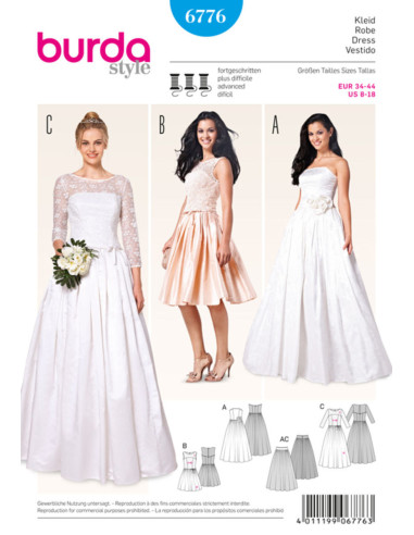 Brautkleid-Schnittmuster - Burda 6776