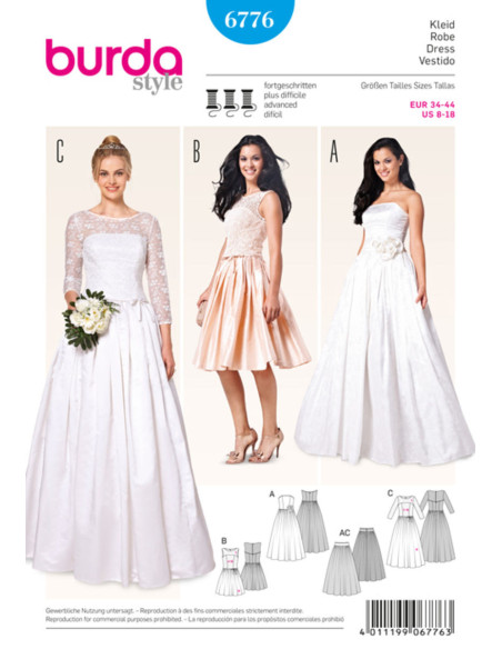 Brautkleid-Schnittmuster - Burda 6776