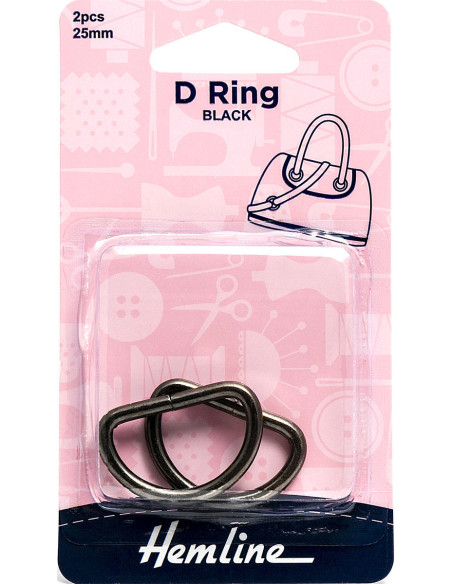 Set aus 2 D-Ringen - Schwarz 25 mm