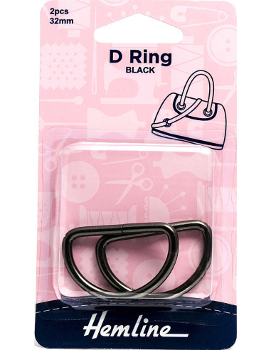 Set aus 2 D-Ringen - Schwarz 32 mm