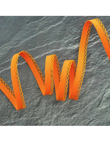 Gefaltetes Schrägband mit Pünktchen - Orange