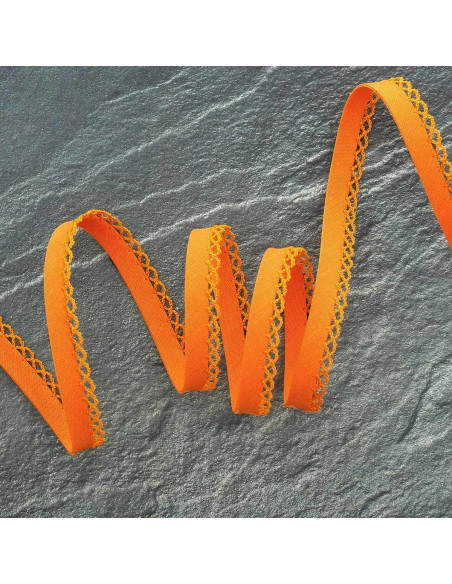 Gefaltetes Schrägband mit Pünktchen - Orange