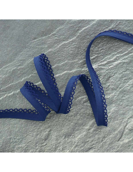 Gefaltetes Schrägband mit Zacken - Marineblau