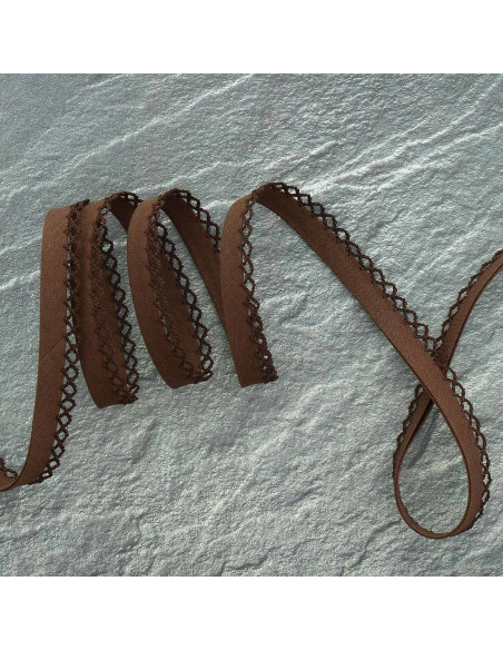 Gefaltetes Schrägband mit Zacken - Braun