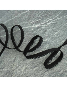 Gefaltetes Schrägband mit Pünktchen - Schwarz