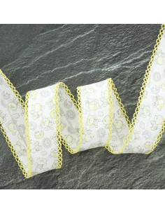 Gefaltetes Schrägband mit Pünktchen kleiner Bär - Gelb