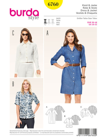 Kleid- und Jackenmuster - Burda 6760
