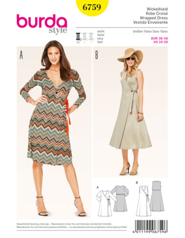 Wickelkleid-Schnittmuster - Burda 6759