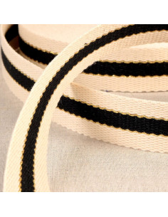 Baumwollgurt für Taschen - 3 Streifen - Schwarz
