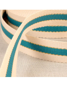 Baumwollgurt für Taschen - 3 Streifen - Entenblau