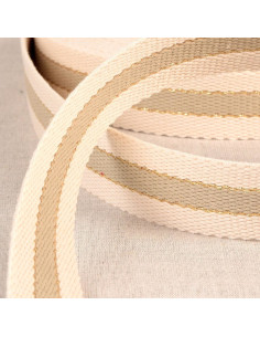 Baumwollgurt für Taschen - 3 Streifen - Taupe