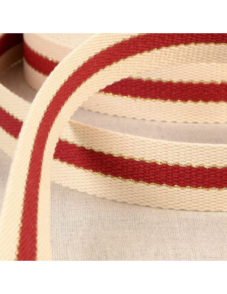 Baumwollgurt für Taschen - 3 Streifen - Bordeaux