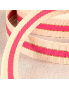 Baumwollgurt für Taschen - 3 Streifen - Fuchsia