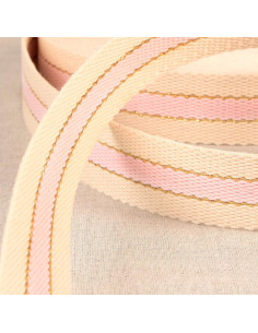Baumwollgurt für Taschen - 3 Streifen - Rosa