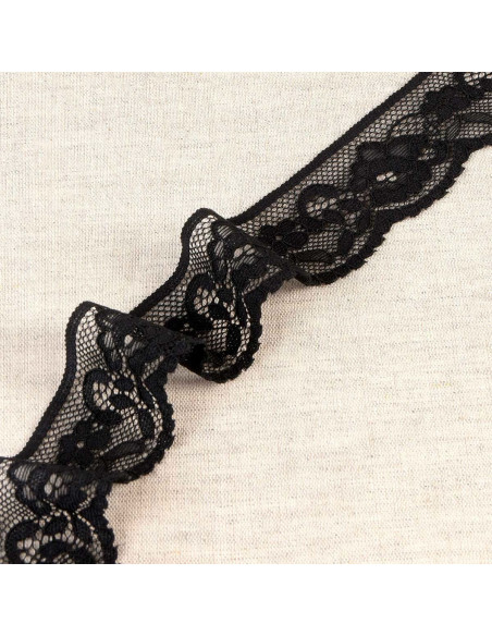 Elastische Spitzenblume - Schwarz