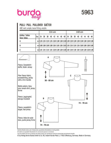 Pullover-Schnittmuster - Burda 5963