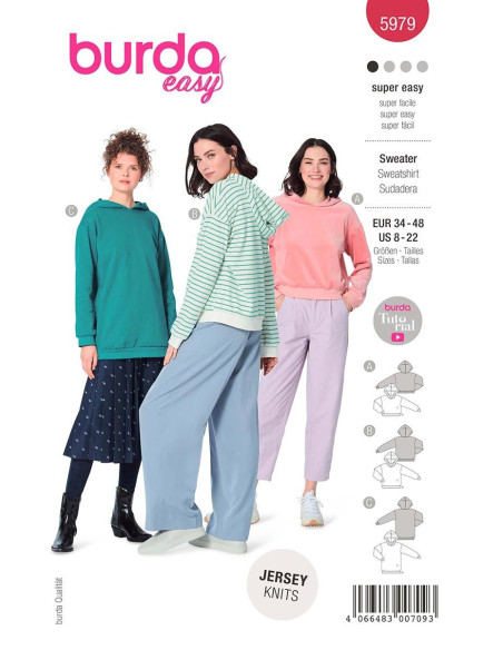 Sweatshirt-Schnittmuster - Burda 5979
