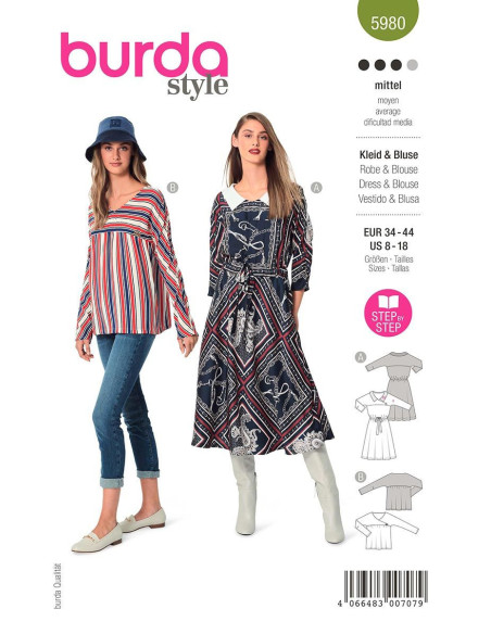 Kleid- und Blusenmuster - Burda 5980