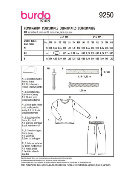 Schnittmuster - Burda 9250