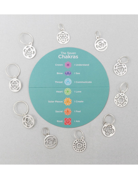 Set aus versilberten Maschenmarkierern Chakra Mindful KnitPro