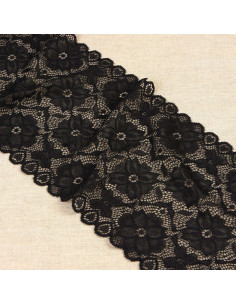 Elastische Spitzenblumenweg - Schwarz