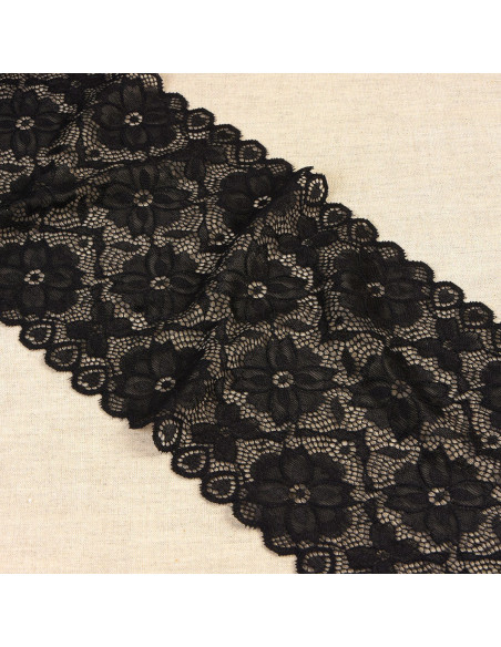 Elastische Spitzenblumenweg - Schwarz