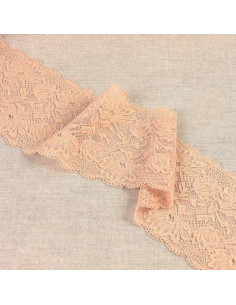 Elastische Spitze zarte Blumen - Beige