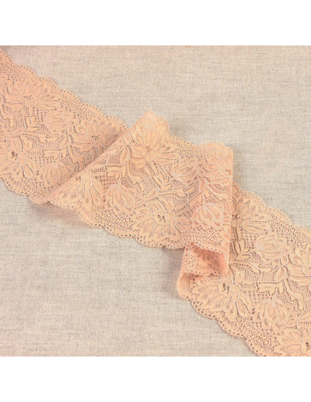 Elastische Spitze zarte Blumen - Beige