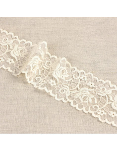Elastische Spitze Blumen und Stiele - Ecru