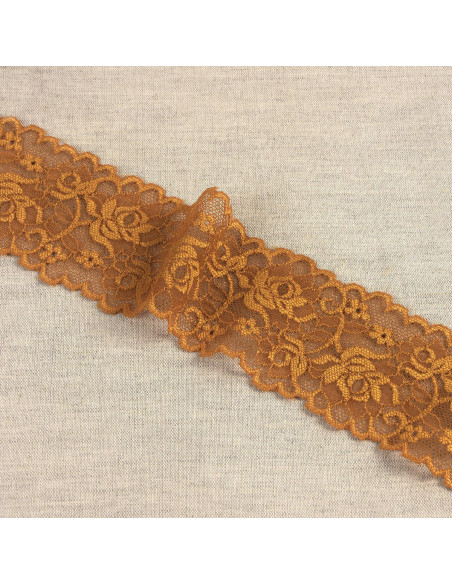 Elastische Spitze Blumen und Stiele - Haselnuss