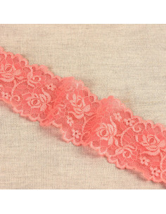 Elastische Spitze Blumen und Stiele - Koralle