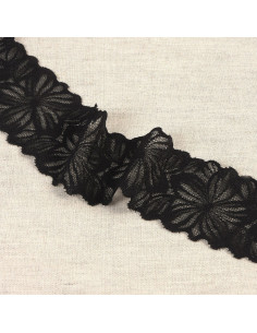 Elastische Spitzenblütenblätter - Schwarz